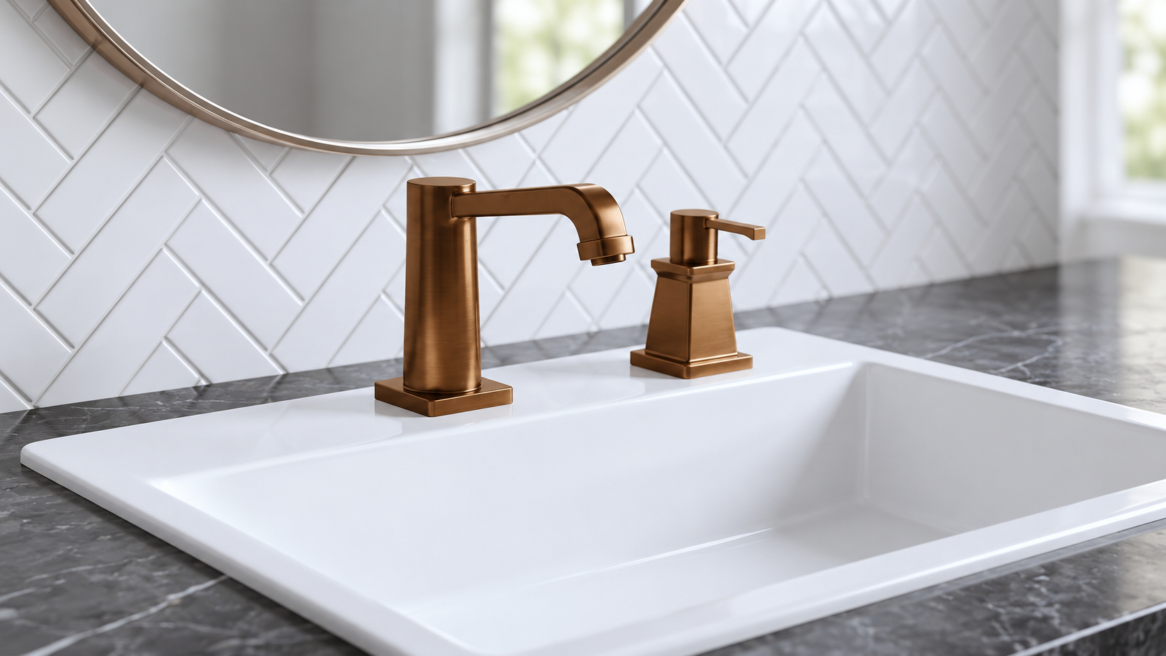 Coordinated touchless faucet and manual soap dispenser systems for hospitality projects