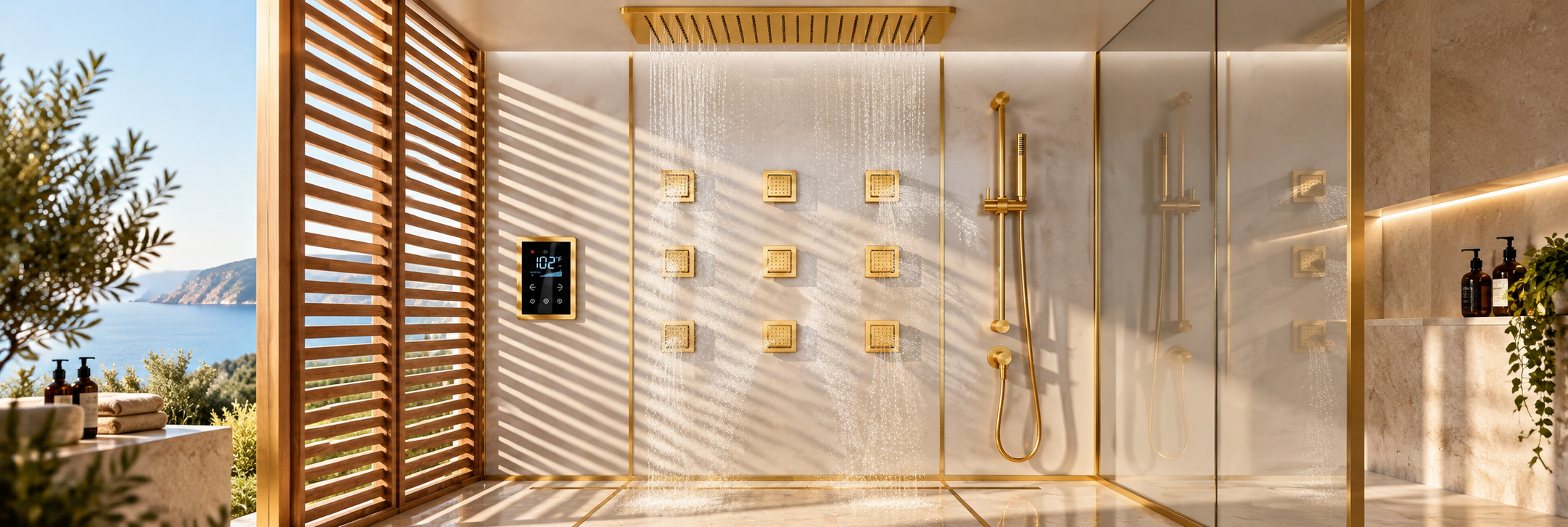 BathSelect shower panels with body massage spray jets