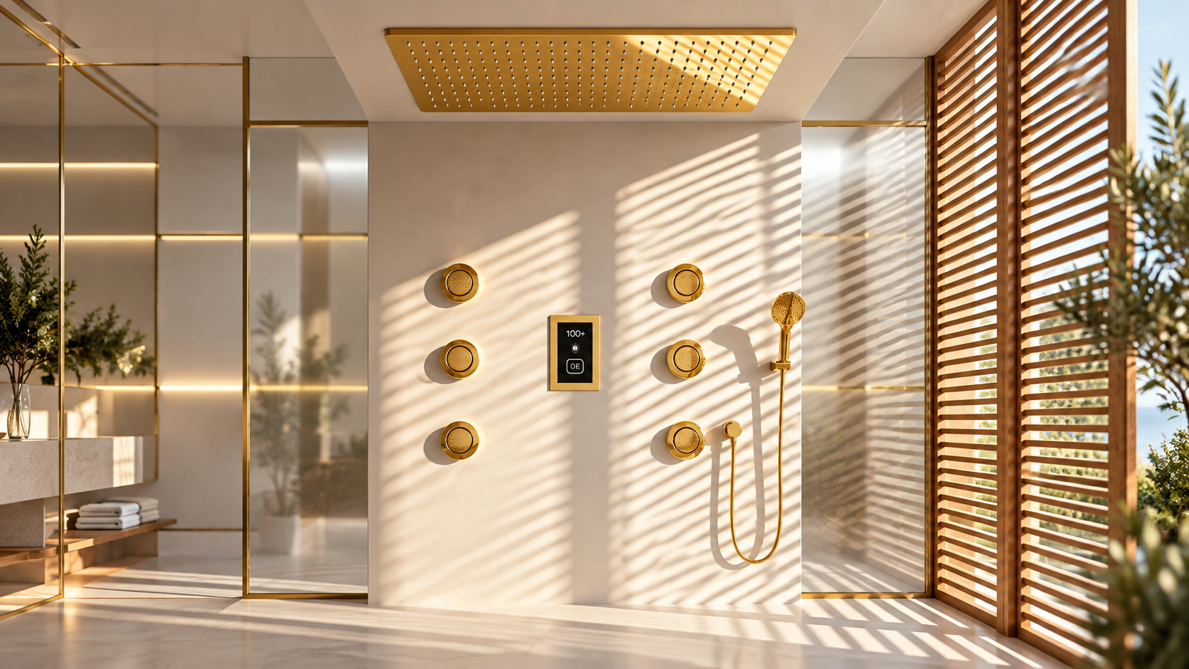 Luxury residential shower systems with massage body spray jets