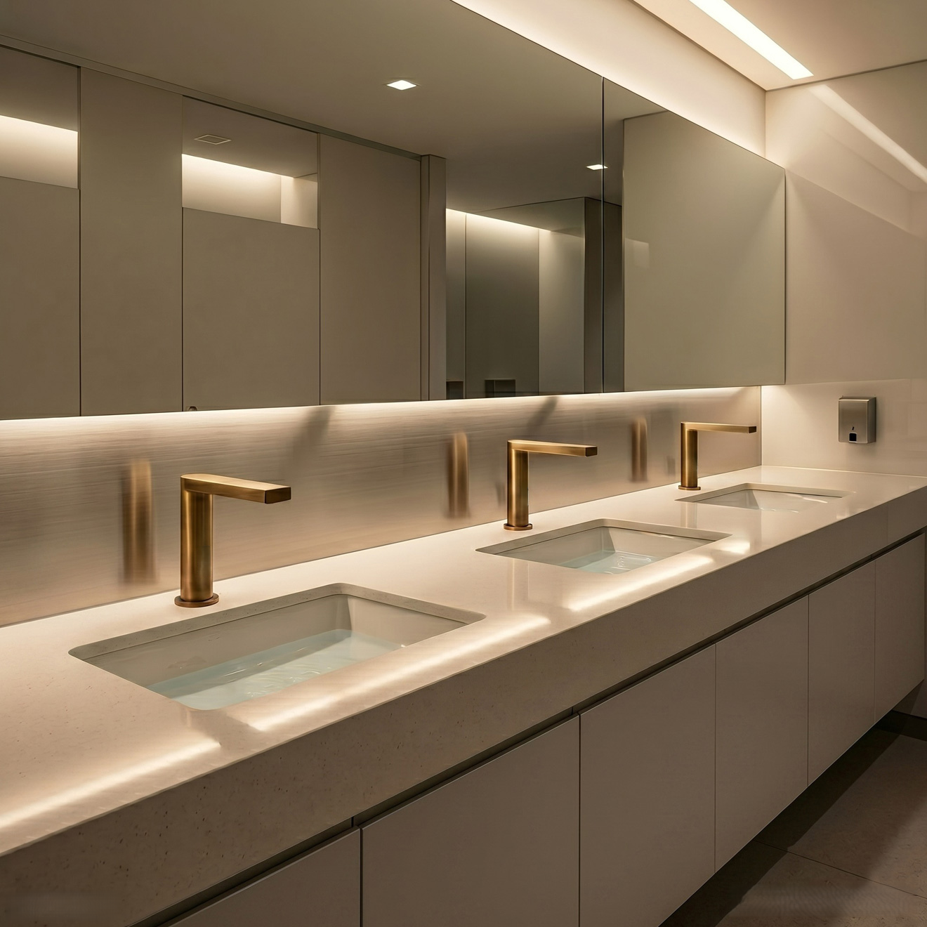 Transportation facility bathroom sinks