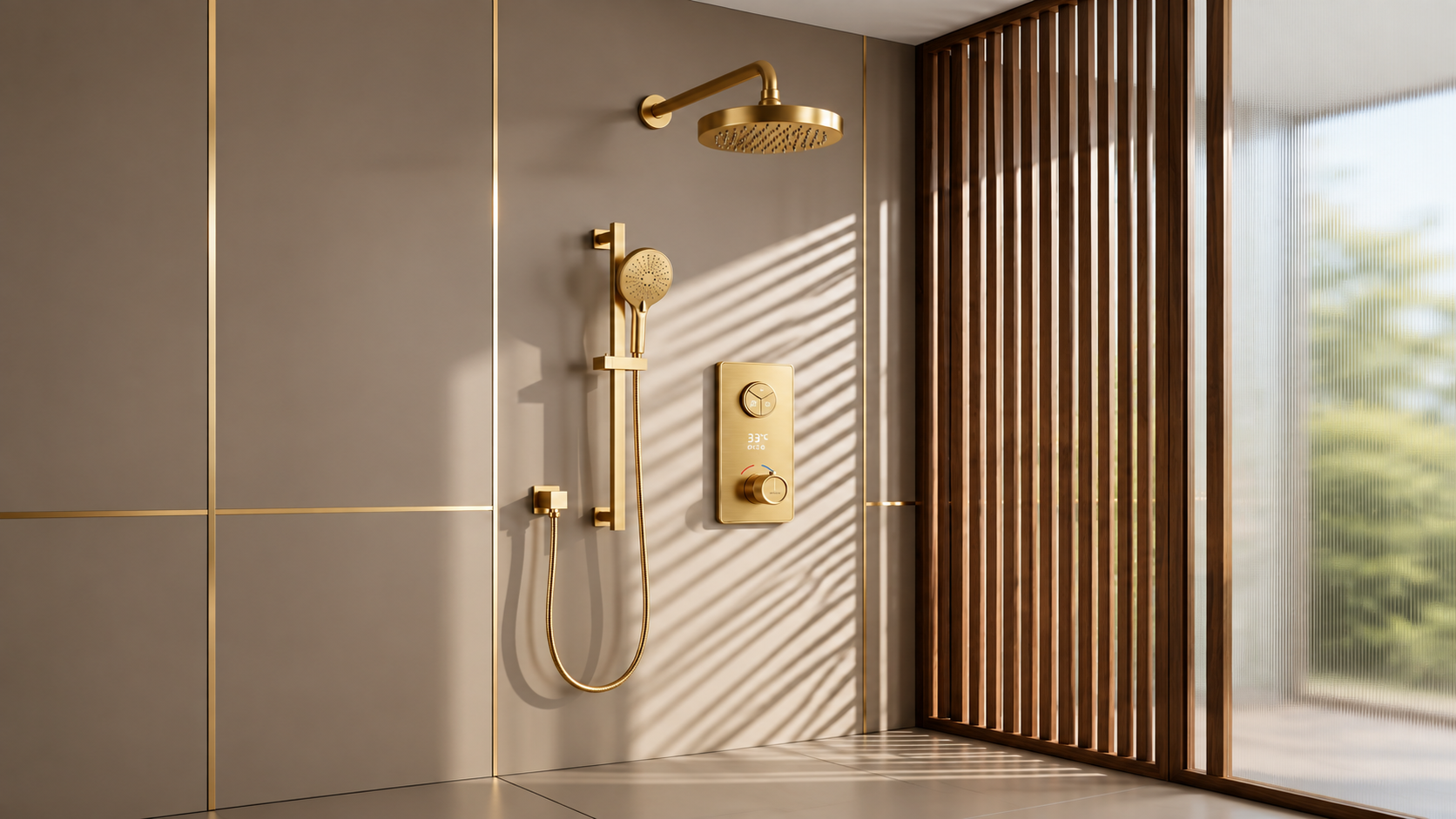 BathSelect Aureate Spa ceiling rain shower with oval body jets and handheld for spa and wellness bathrooms