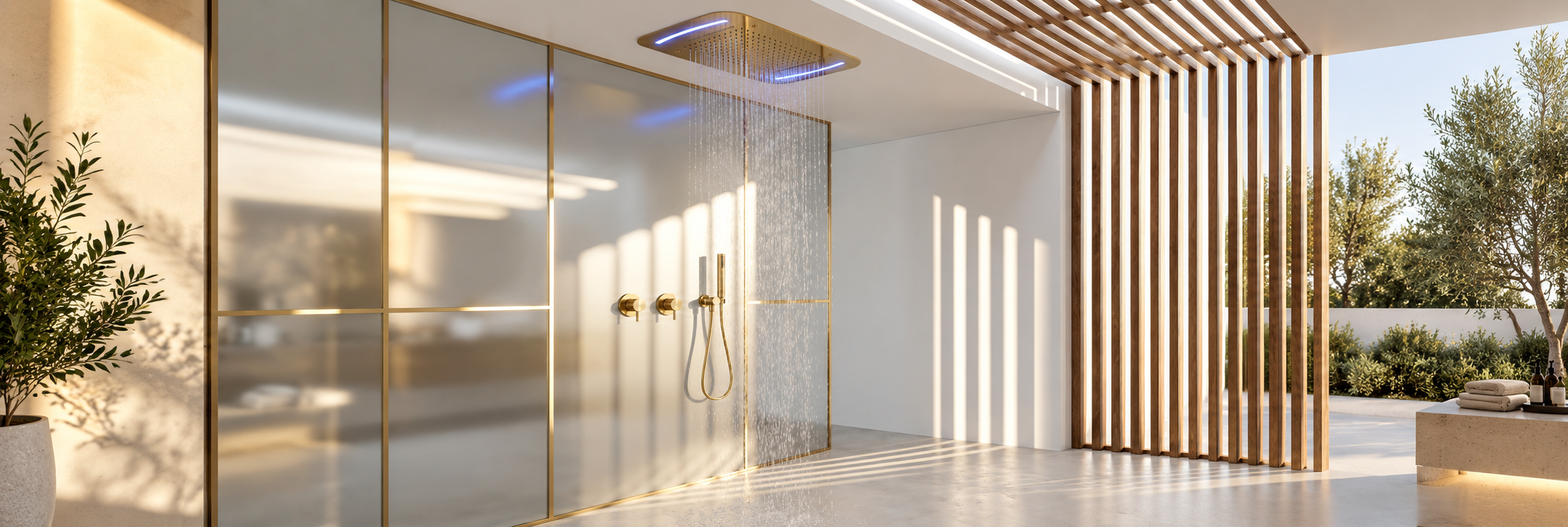 BathSelect multicolor LED shower systems with color-changing illuminated water