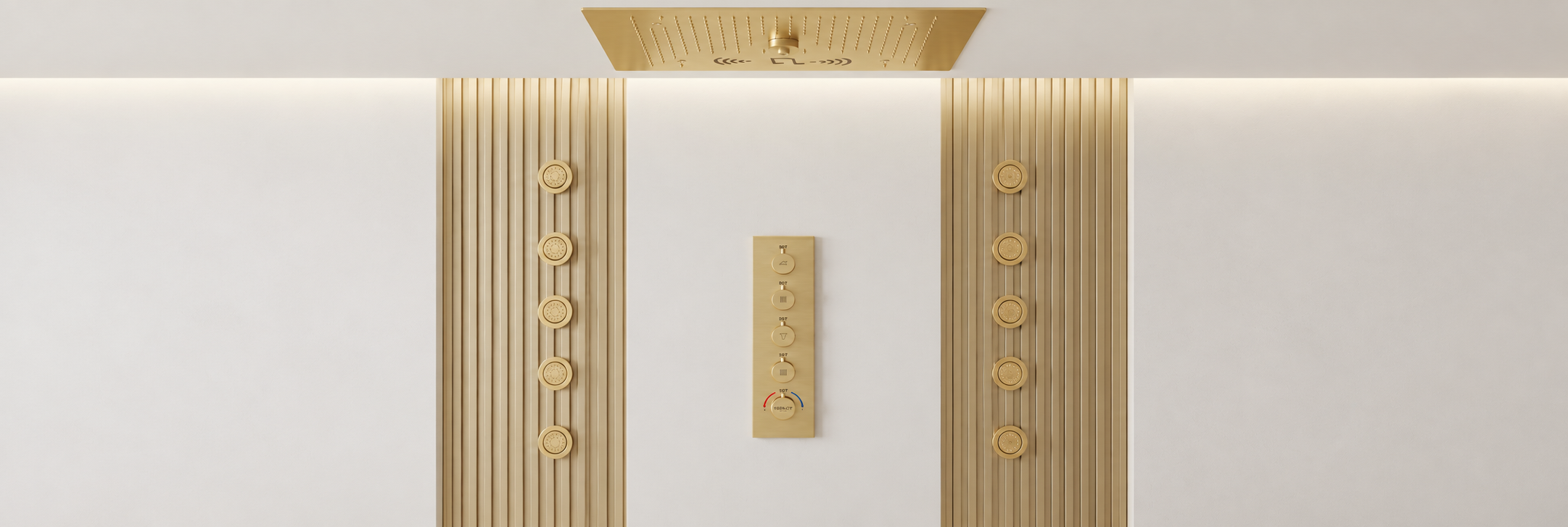 BathSelect Lumigold LED ceiling rainfall shower panel with handheld