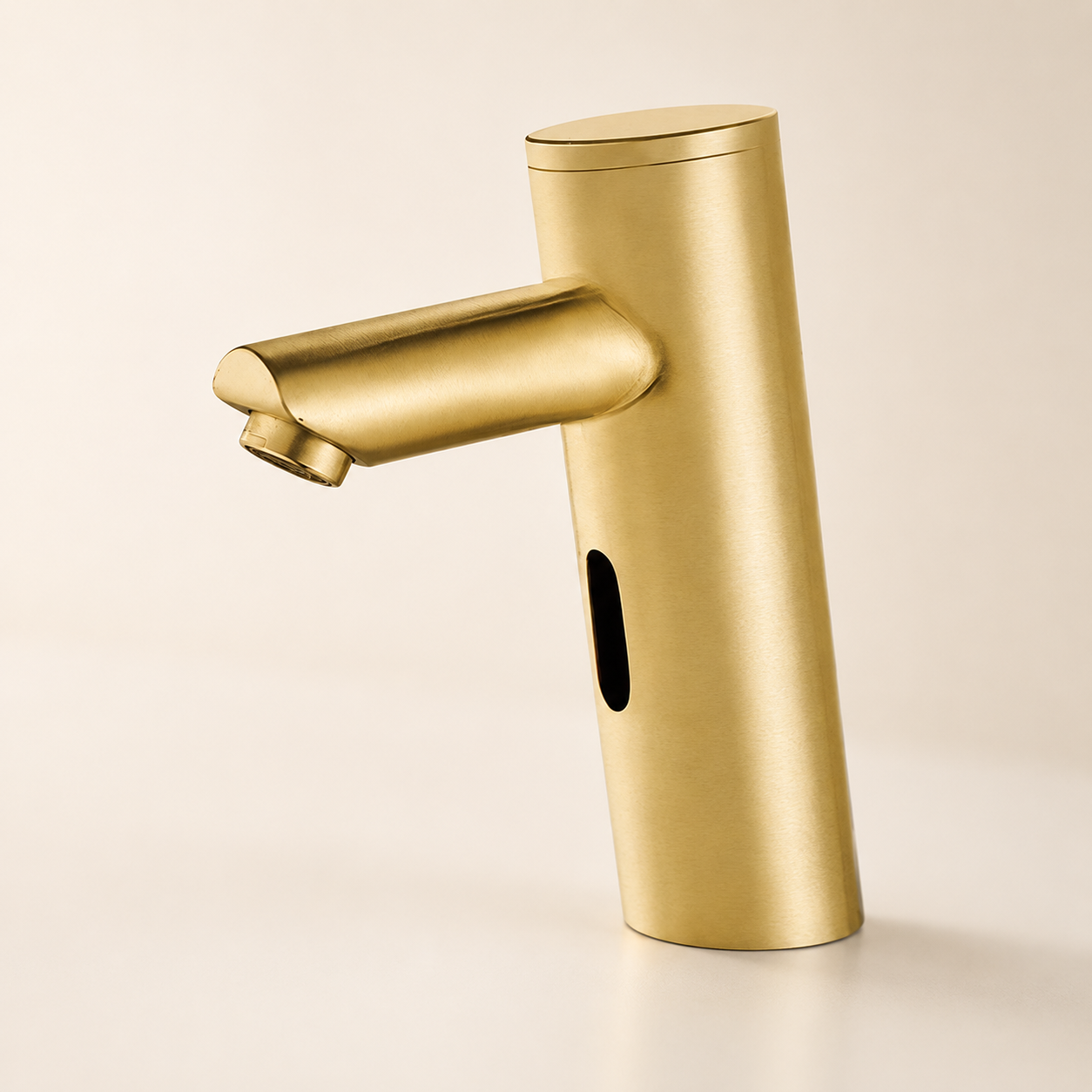 Brushed gold automatic sensor faucet product frame for hotel restroom collection