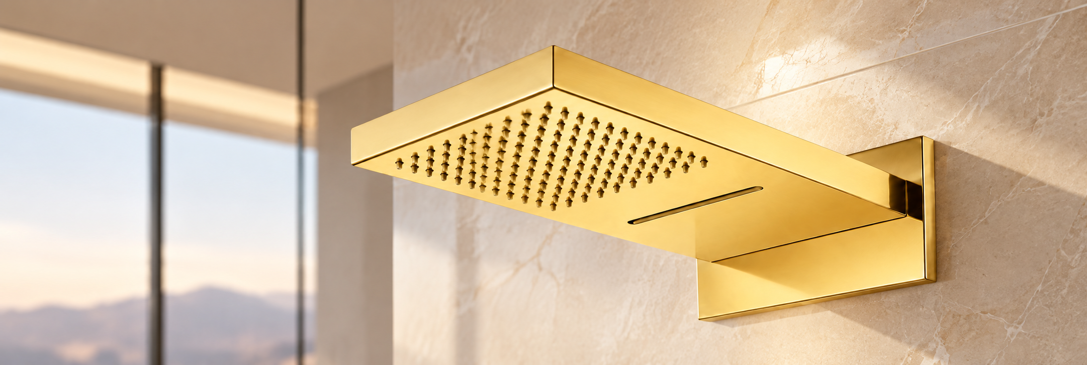 BathSelect BZ-5805GL large 22-inch gold rainfall and waterfall showerhead