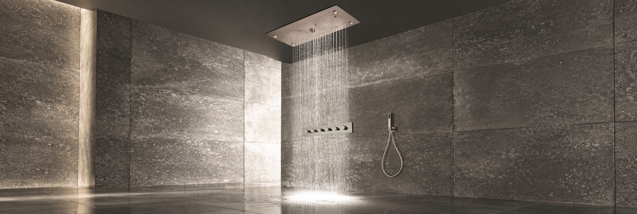 BathSelect Ivora satin nickel smart rainfall shower system