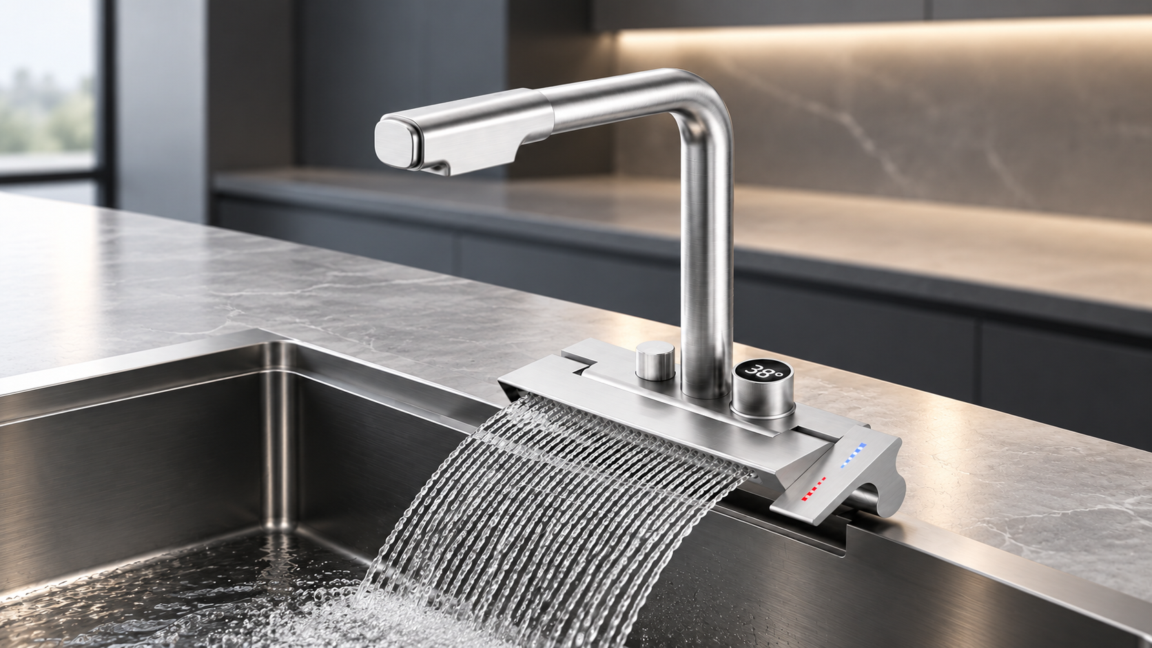 Brushed gold designer kitchen faucets