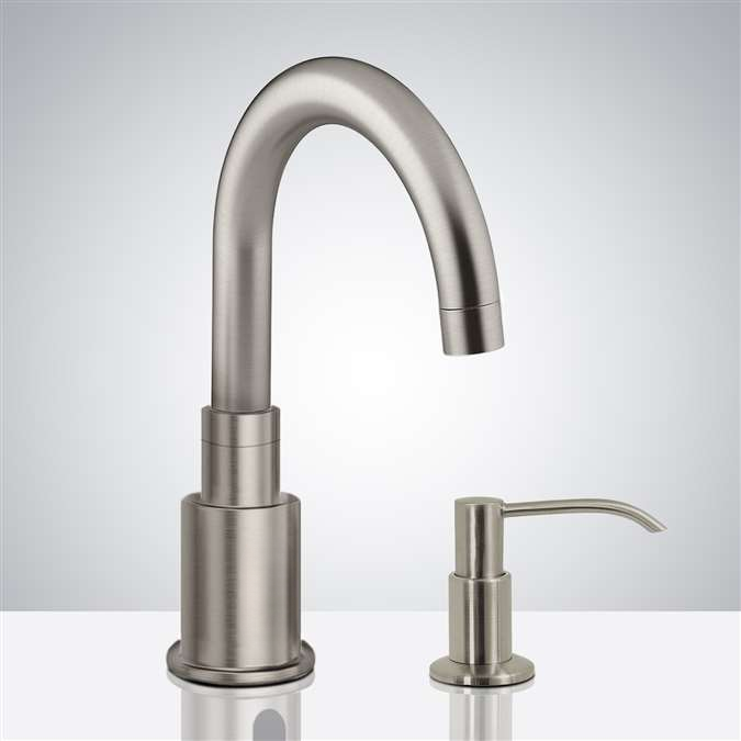 BathSelect Brushed Nickel Infrared Automatic Electronic Commercial Faucet with Manual Soap Dispenser