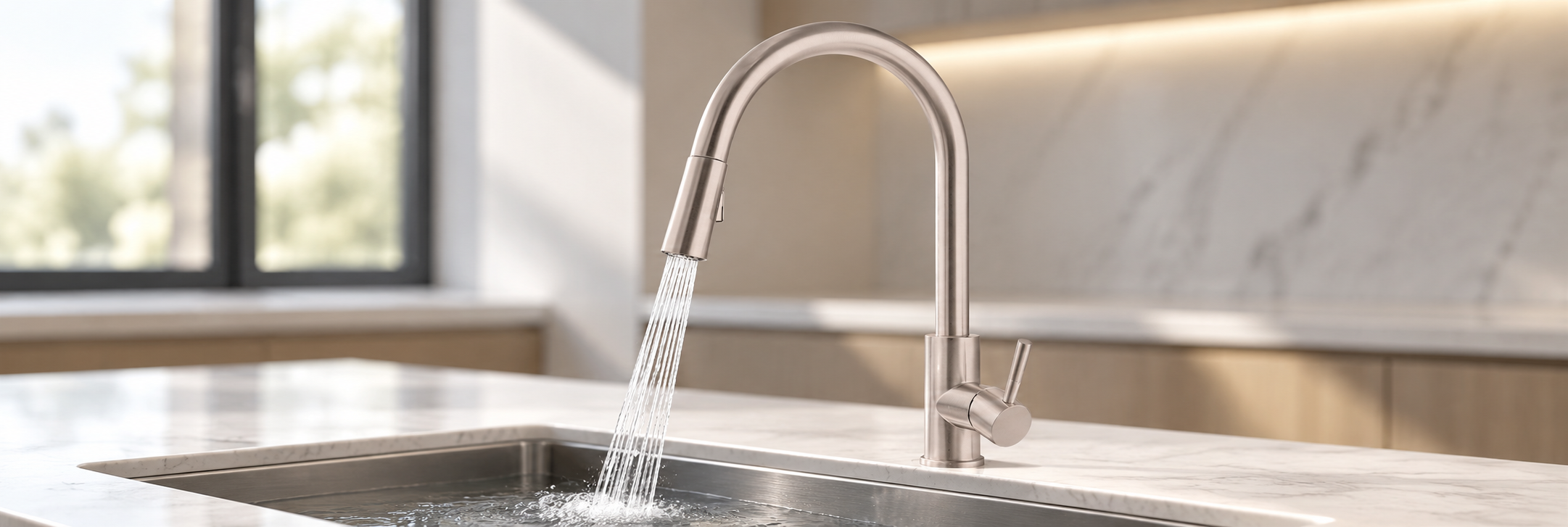 Kitchen faucet with matching soap dispenser