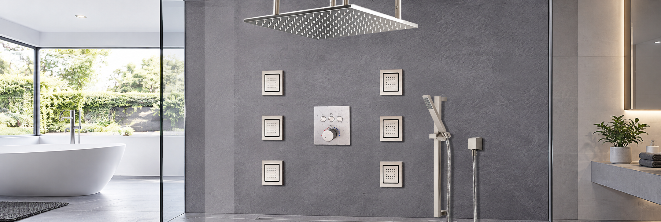 BathSelect BS7827BN brushed nickel multifunctional shower set
