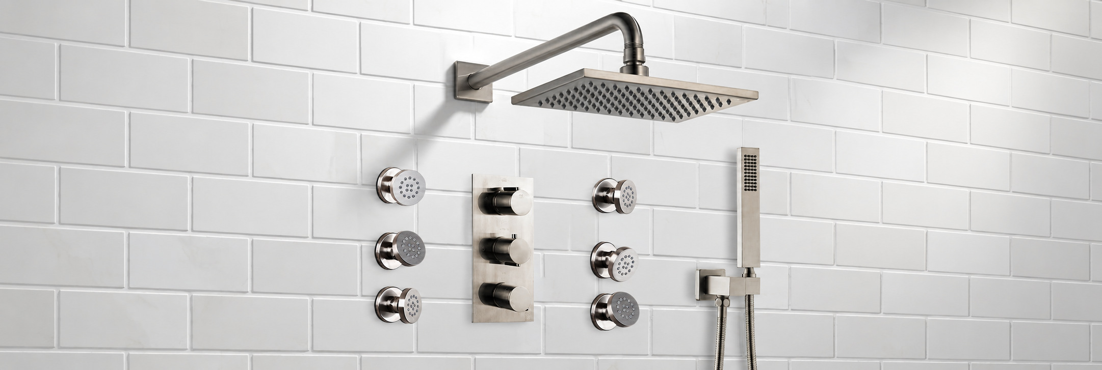 BathSelect BZ-5805 brushed nickel rainfall and waterfall shower head