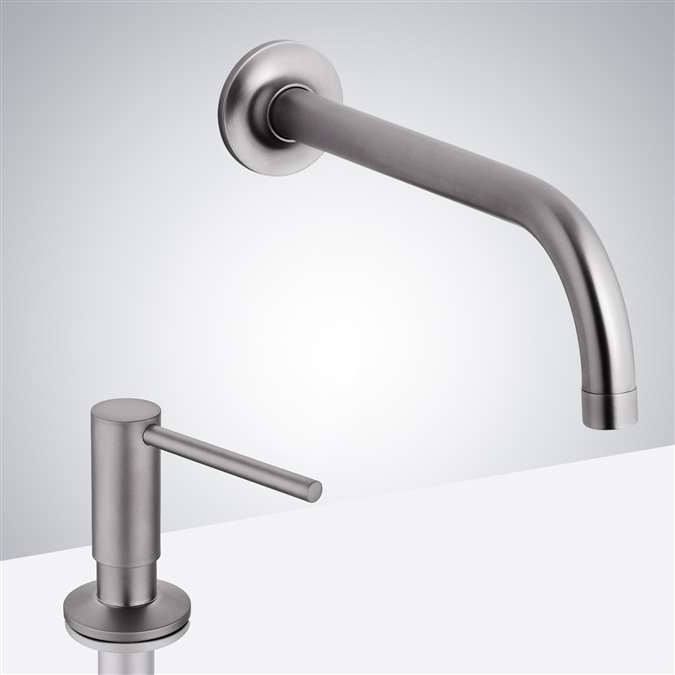 BathSelect Brushed Nickel Infrared Automatic Electronic Commercial Faucet with Manual Soap Dispenser