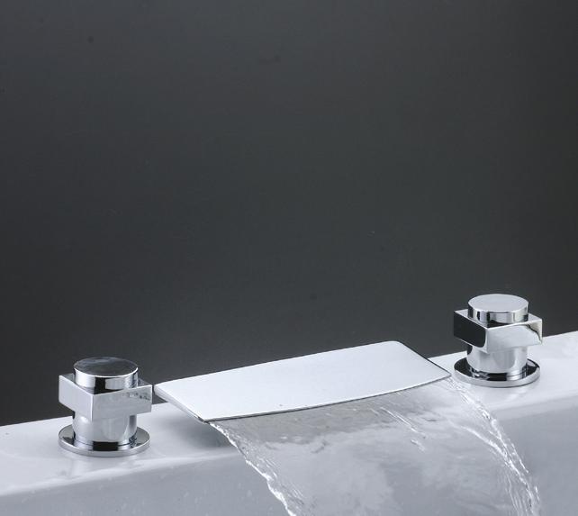 Vience Double Handel Chrome Waterfall Sink & Bathtub Faucet