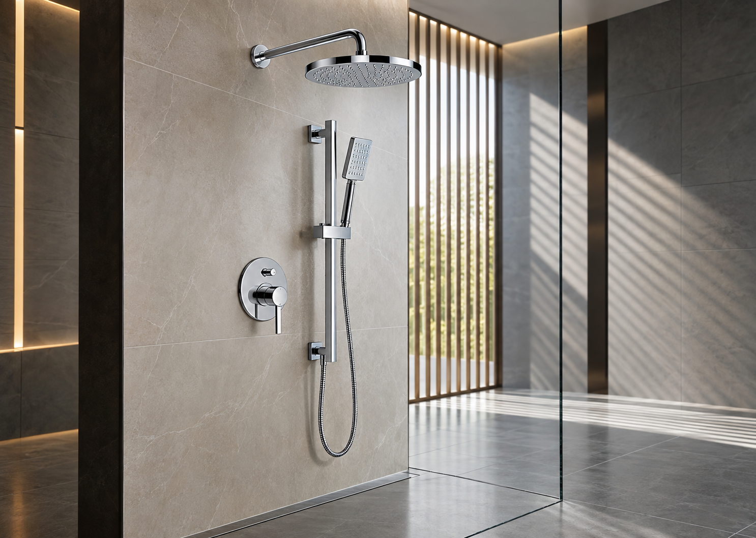 Chrome shower systems for commercial bathroom projects