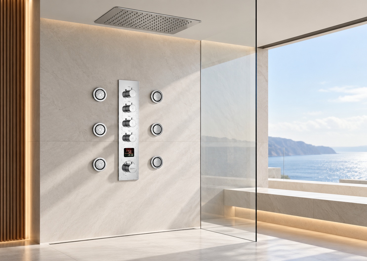 Chrome shower systems for hotels resorts and hospitality bathrooms