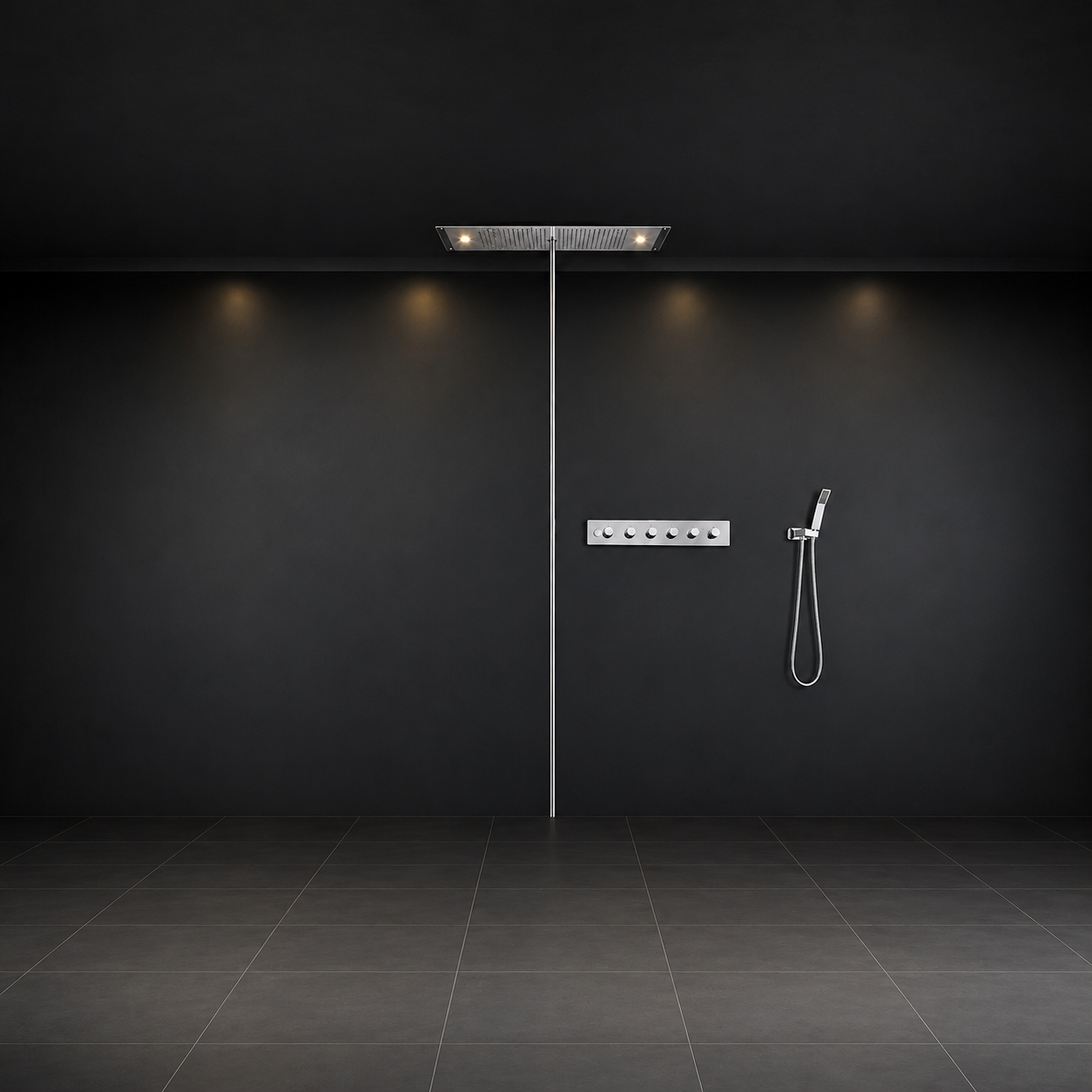 BathSelect Premium LED Ceiling Mounted Rainfall and Waterfall Shower Set