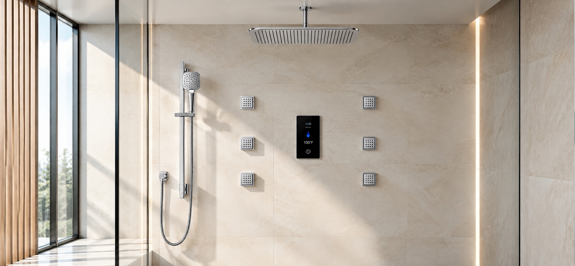 BathSelect digital and smart chrome shower systems