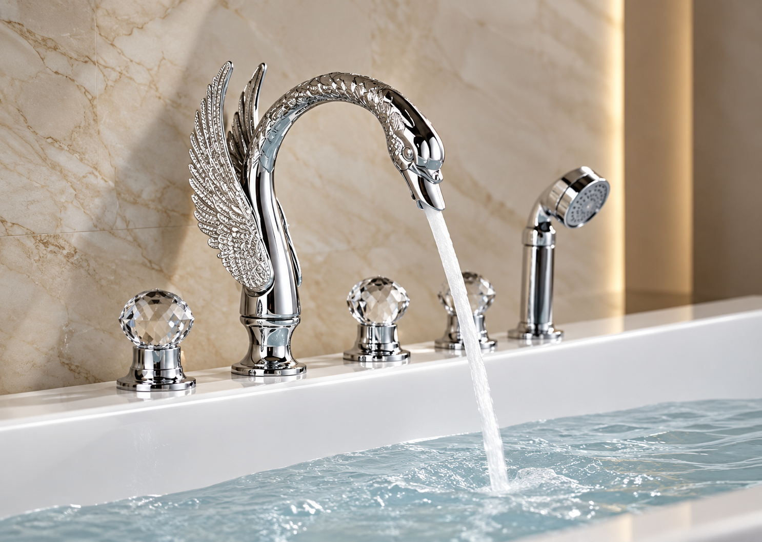 Chrome bathtub faucets for luxury bathroom projects