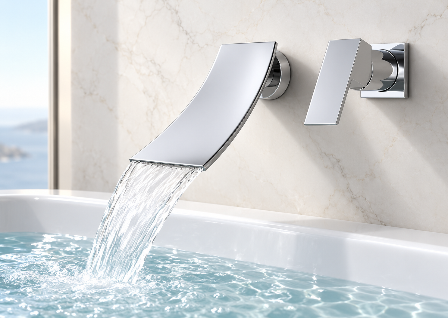 Chrome bathtub faucets for luxury residential bathrooms