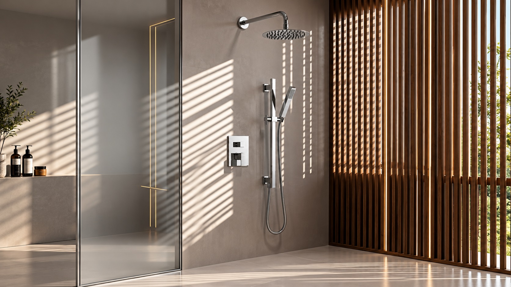 BathSelect Prismara chrome dual rainfall shower system with body sprays