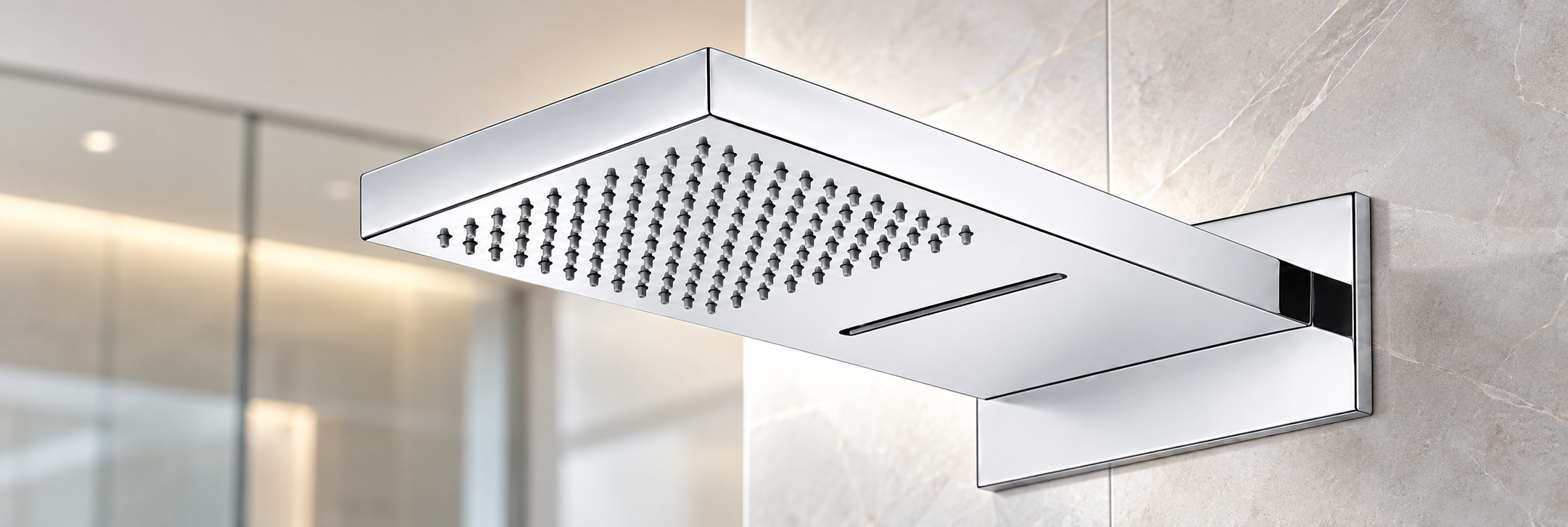 BathSelect BZ-5805CH large 22-inch chrome rainfall and waterfall showerhead