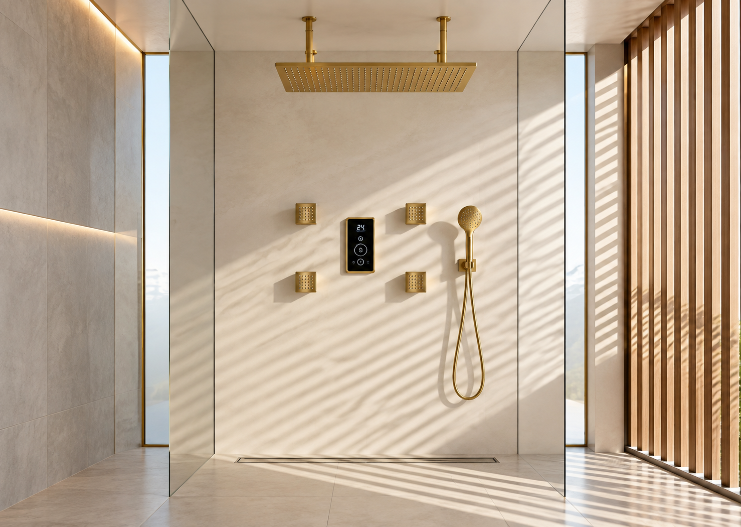 Gold shower systems for commercial bathroom projects