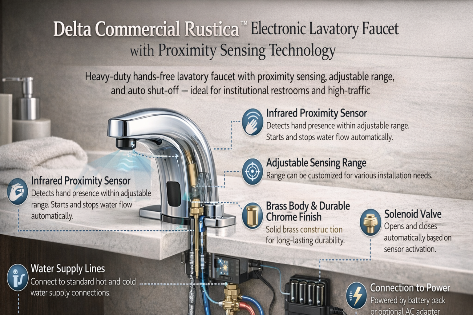 Delta Commercial Rustica Electronic Lavatory Faucet