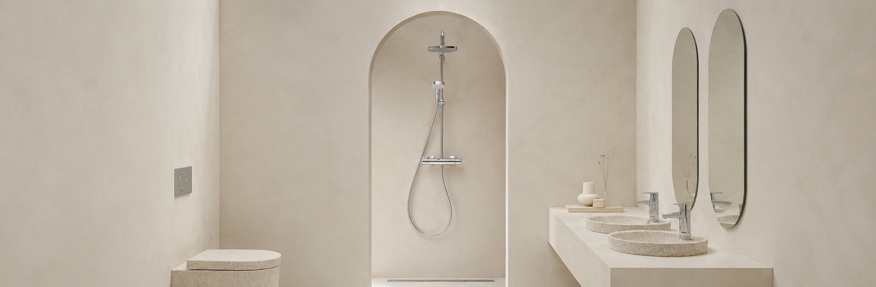 BathSelect luxury shower system collections with rainfall, thermostatic, digital, LED and body spray shower configurations