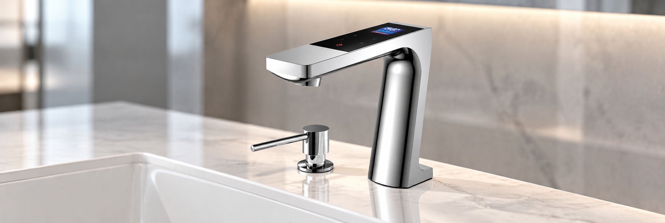 Gold automatic sensor faucets with manual soap dispenser