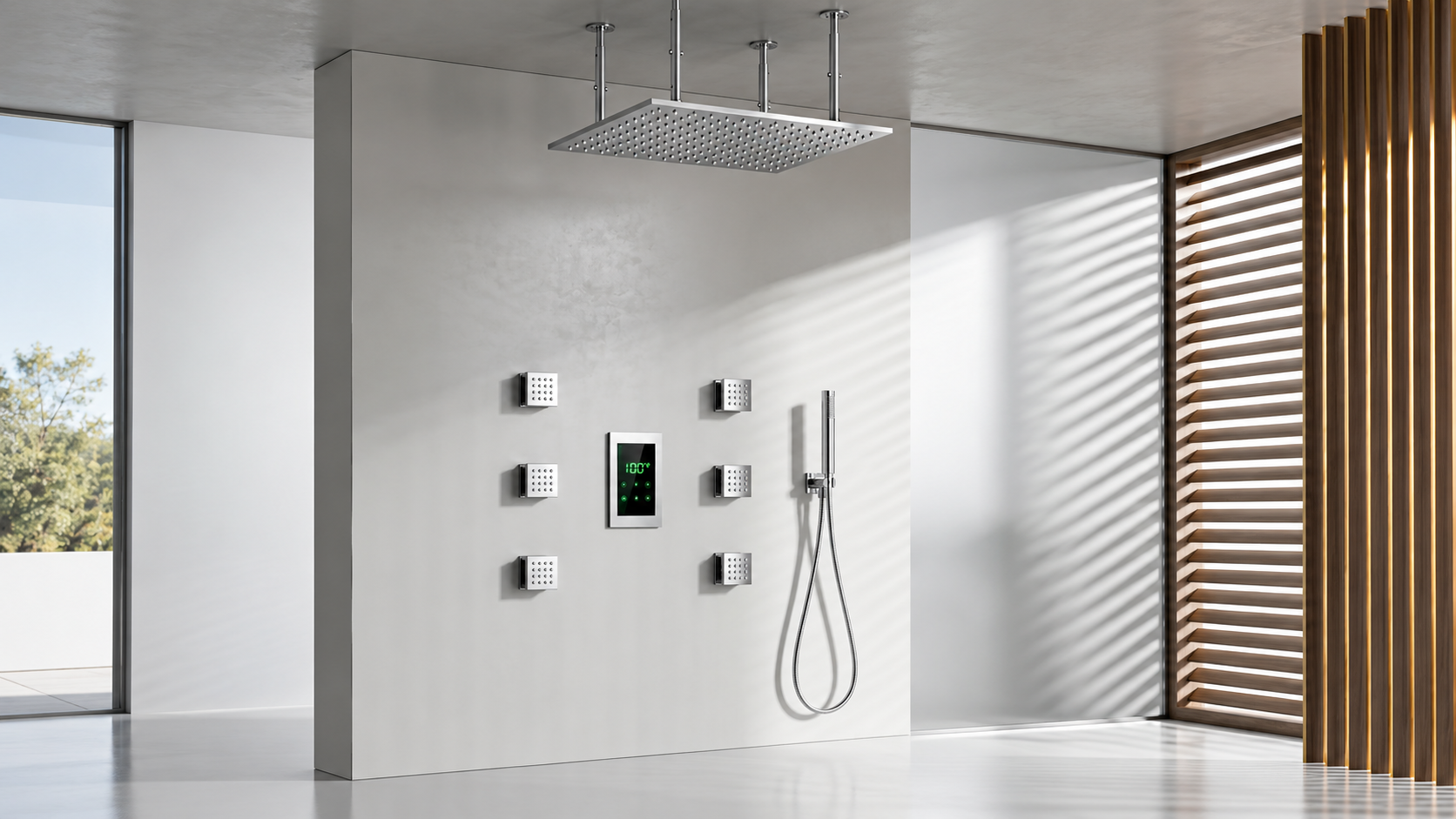 Digital smart shower systems for luxury hotel and hospitality bathroom projects