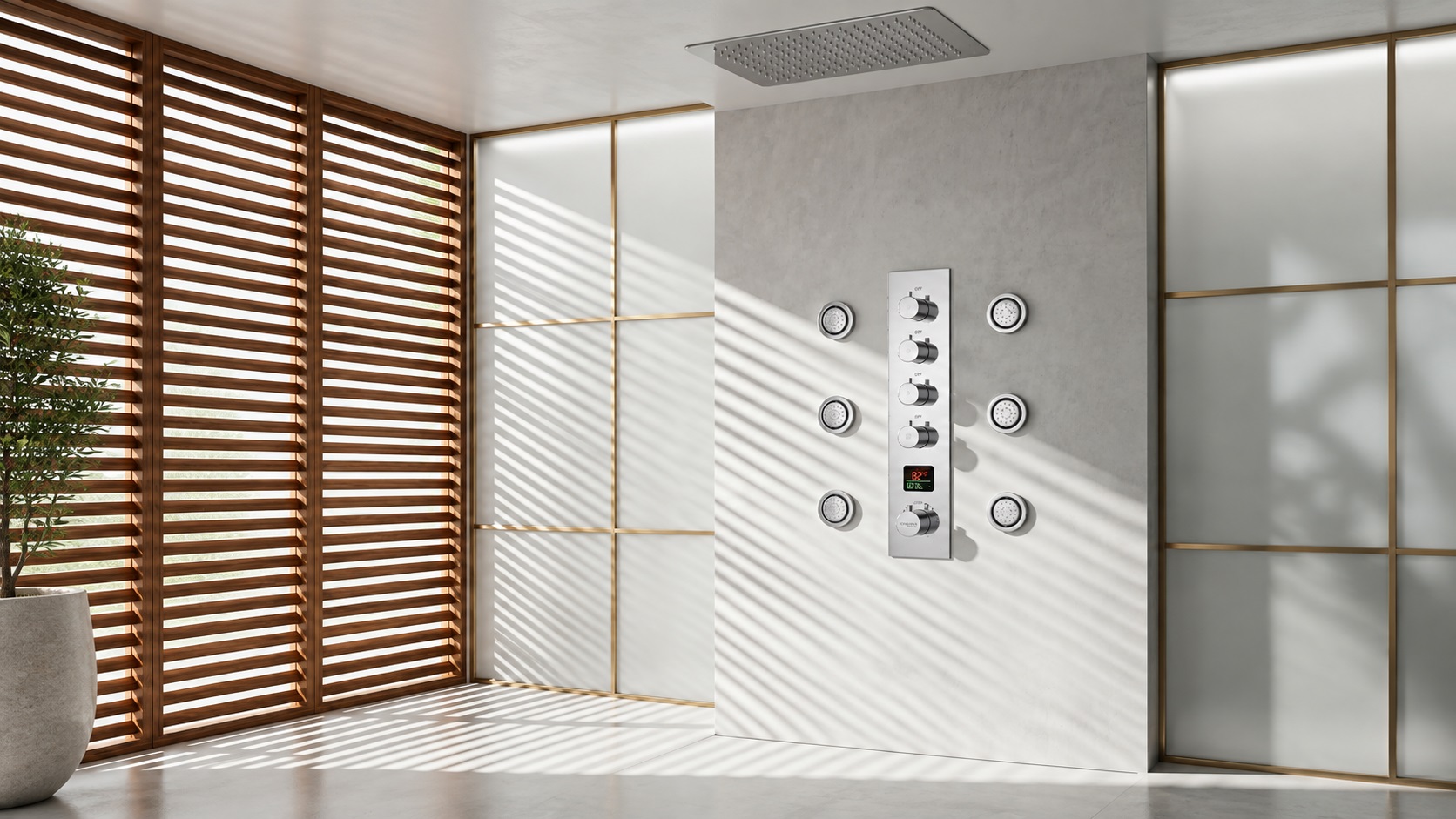 Chrome shower systems for commercial and architectural bathroom projects