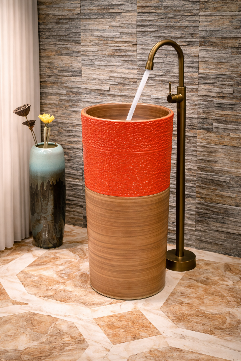 Contemporary Black Pedestal Sink