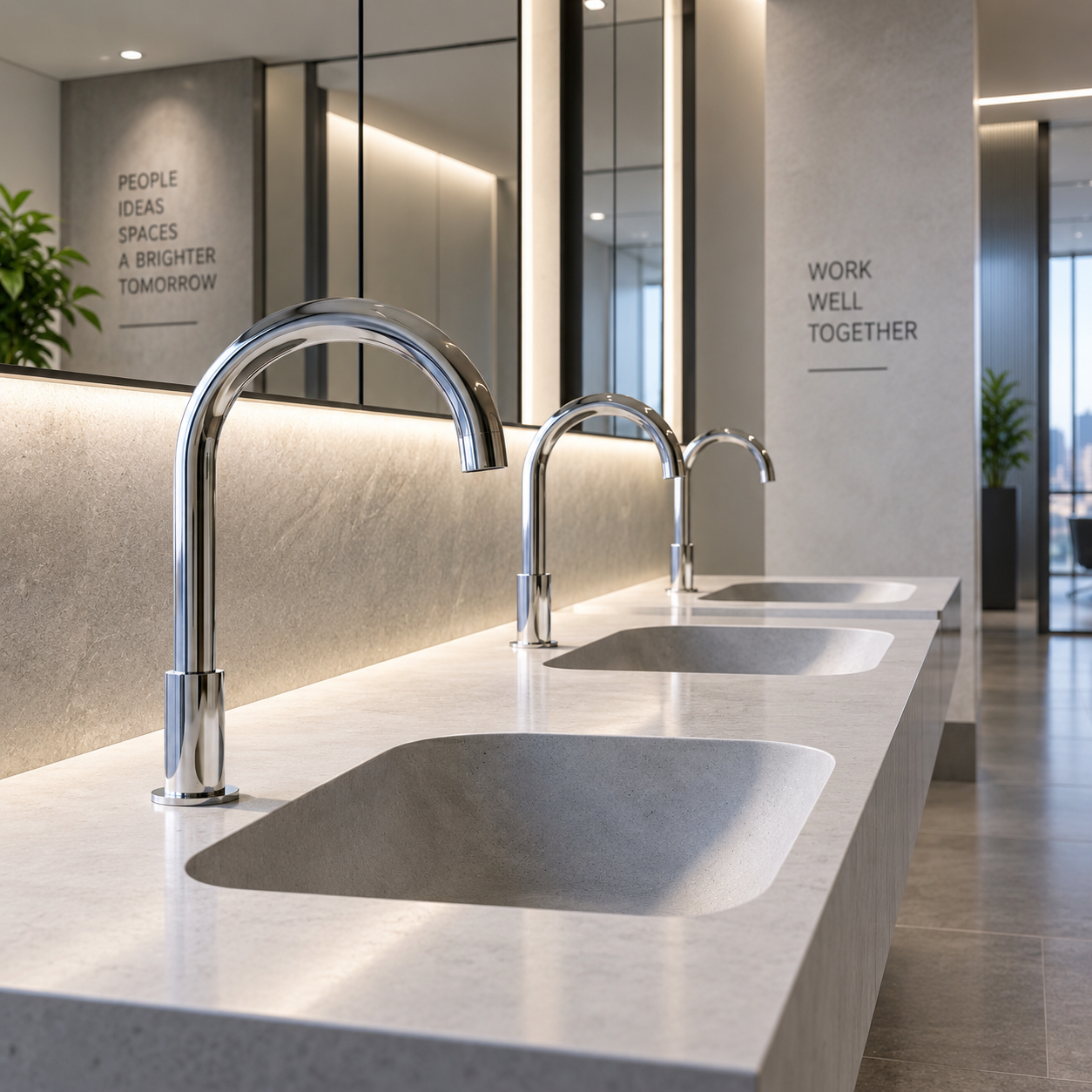 BathSelect ToF automatic faucets for corporate office restrooms