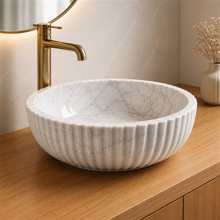 BathSelect Novaryn brushed gold luxury faucet and vessel sink set
