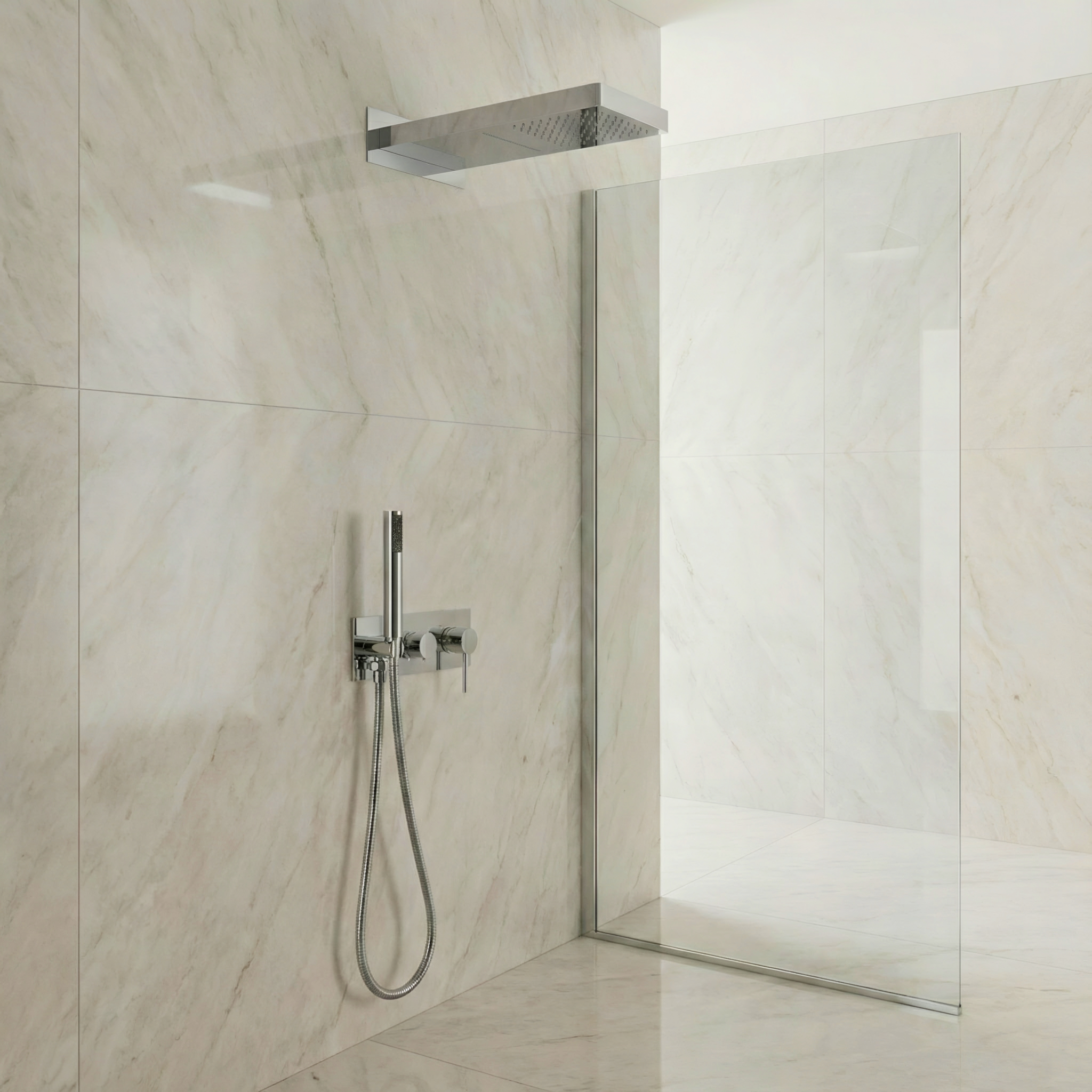 Stadium locker room shower systems