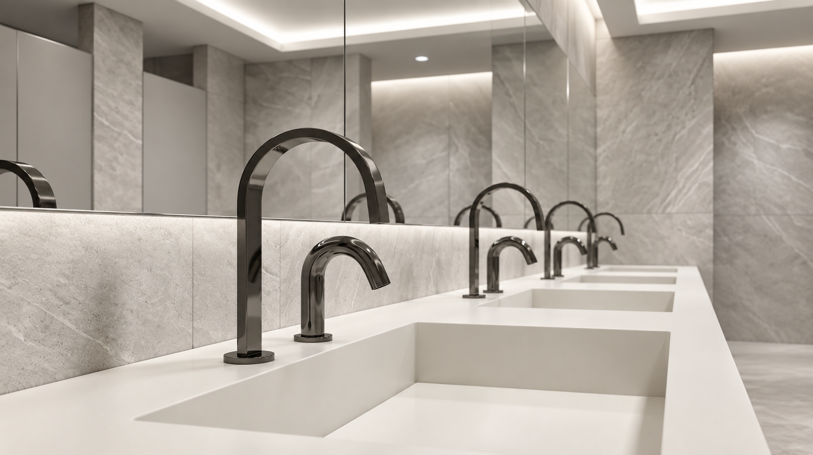 Commercial touchless faucets and automatic soap dispensers