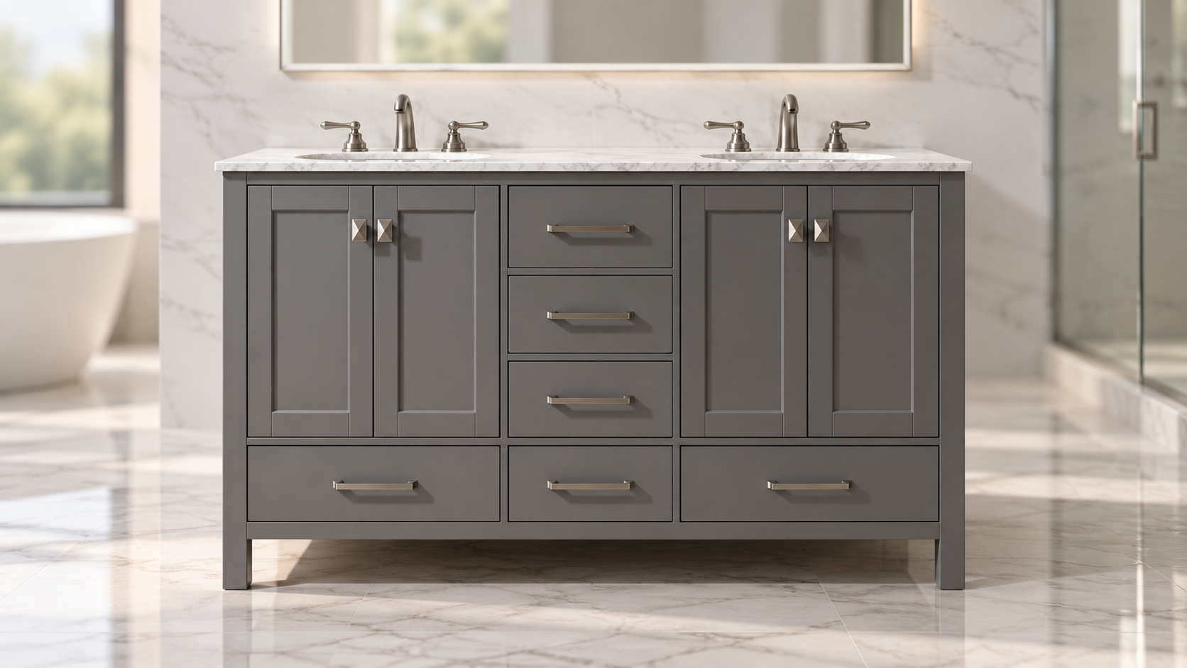 Florence contemporary double-sink bathroom vanity set for spacious shared bathrooms
