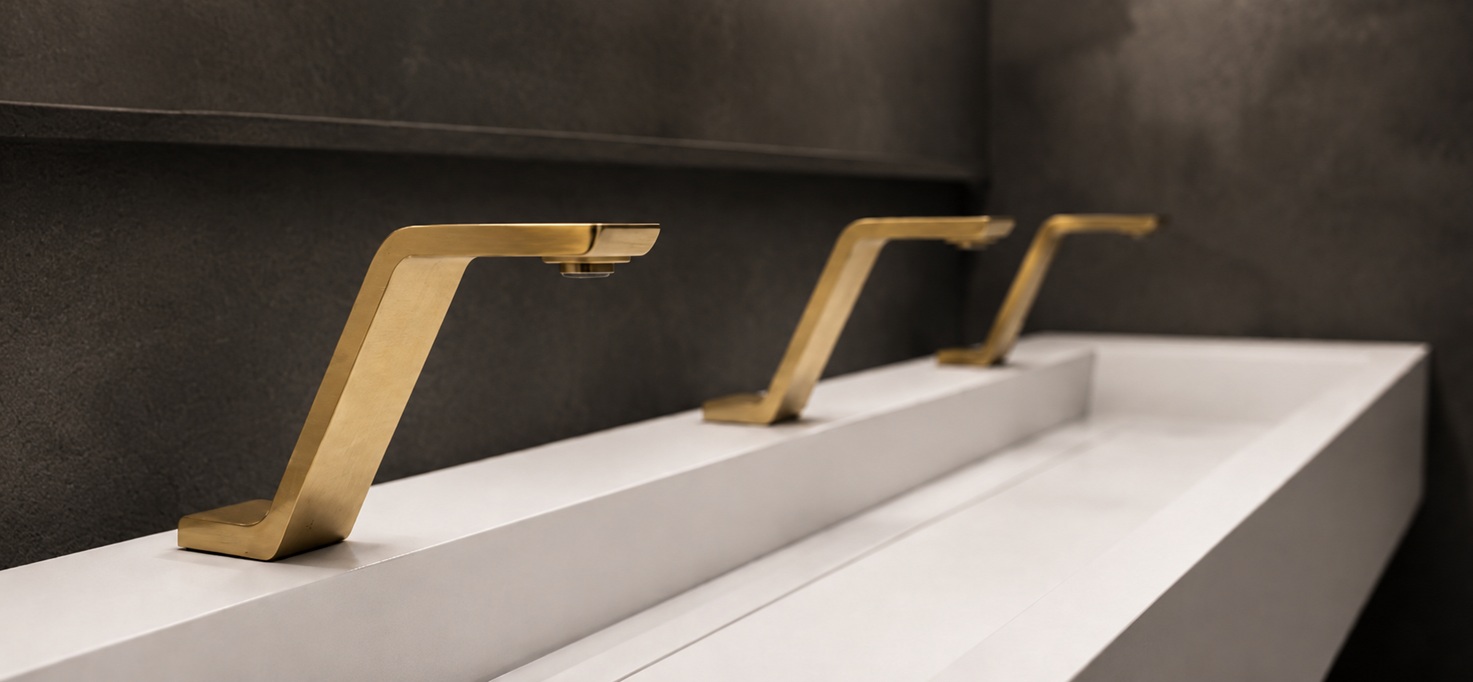 Material innovation premium bathroom fixtures with clean detailing and durable finish coordination