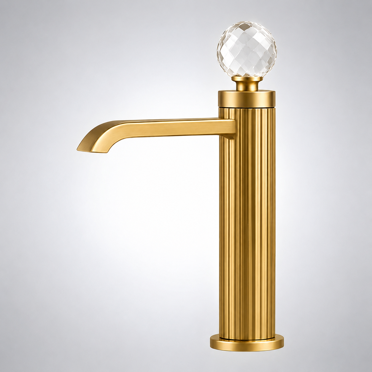 BathSelect Crystal Pillar gold single handle luxury basin faucet