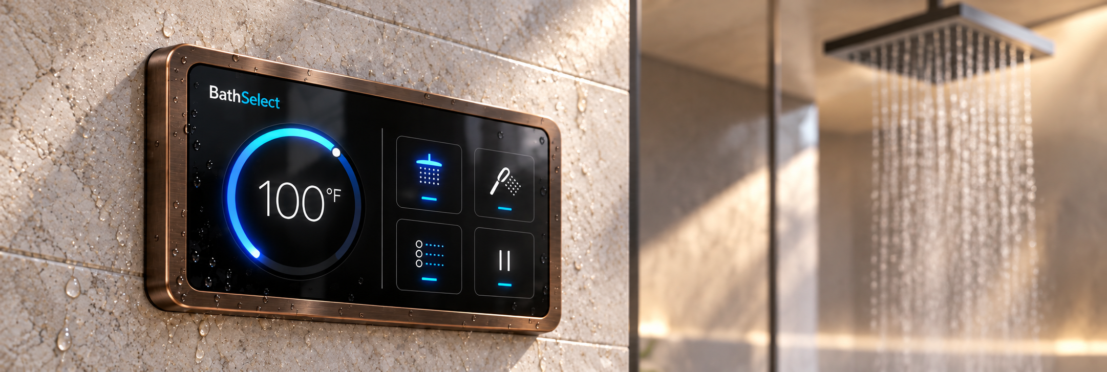 Oil rubbed bronze smart shower control with circular digital temperature display