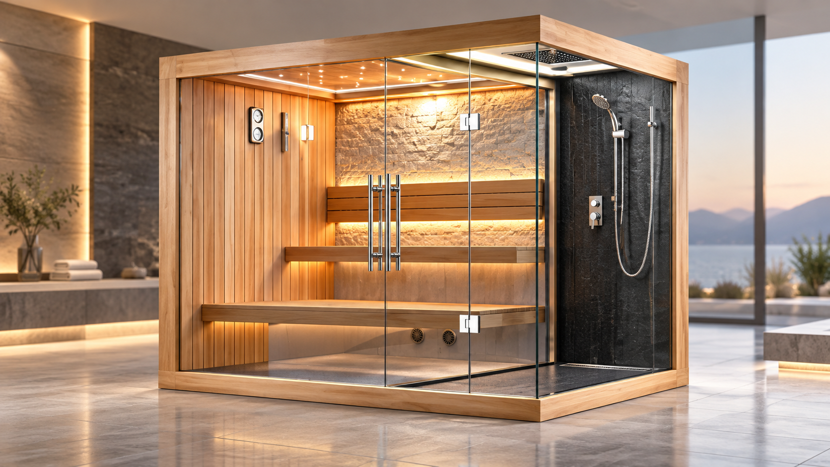 Sauna interior design for residential spa and relaxation spaces