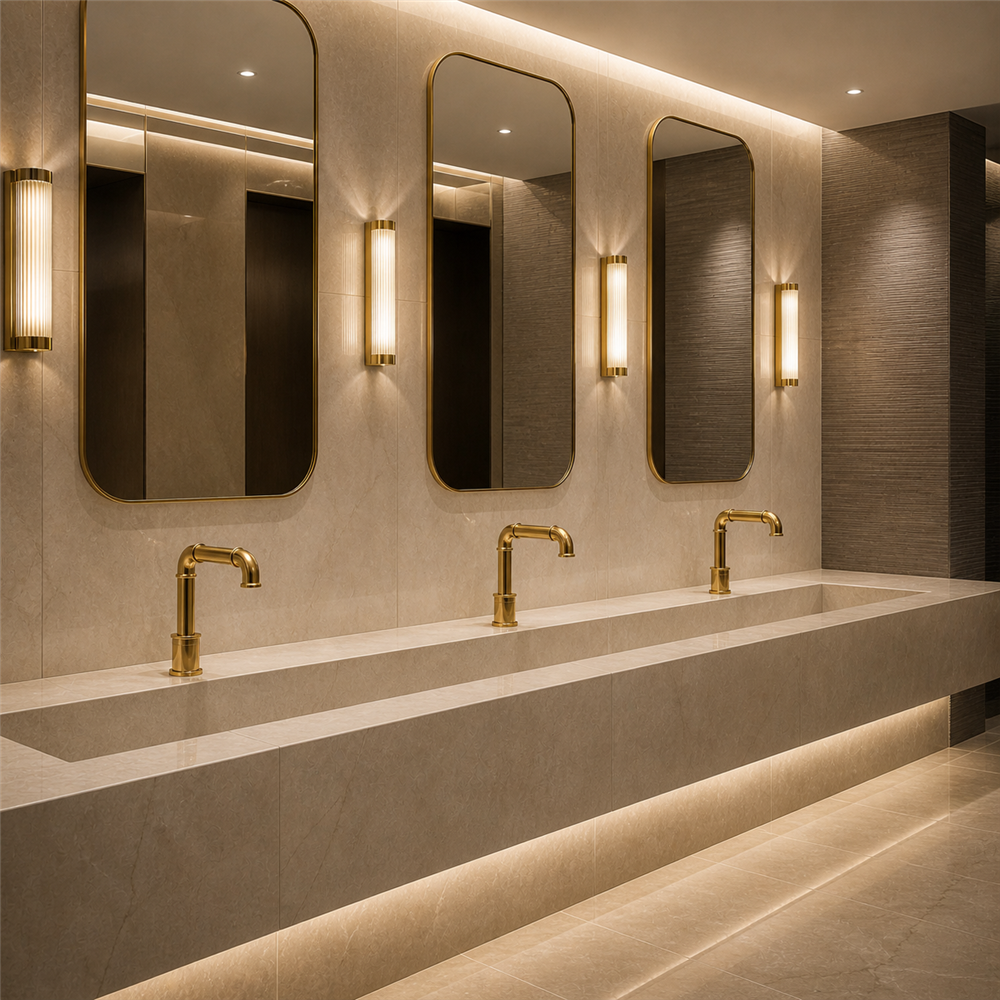 Stadium and arena restroom fixtures