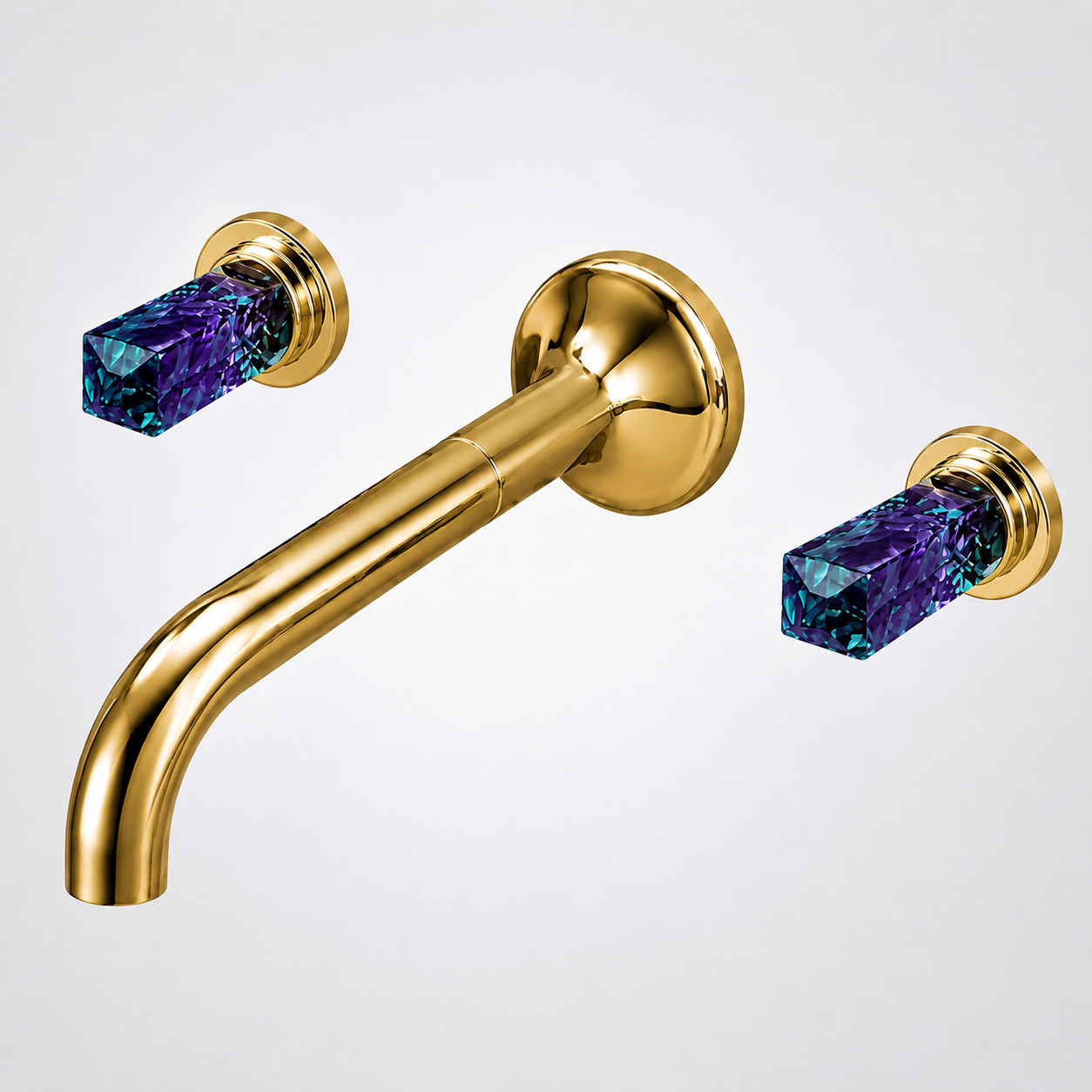 BathSelect Celeste gold wall mounted crystal handle faucet