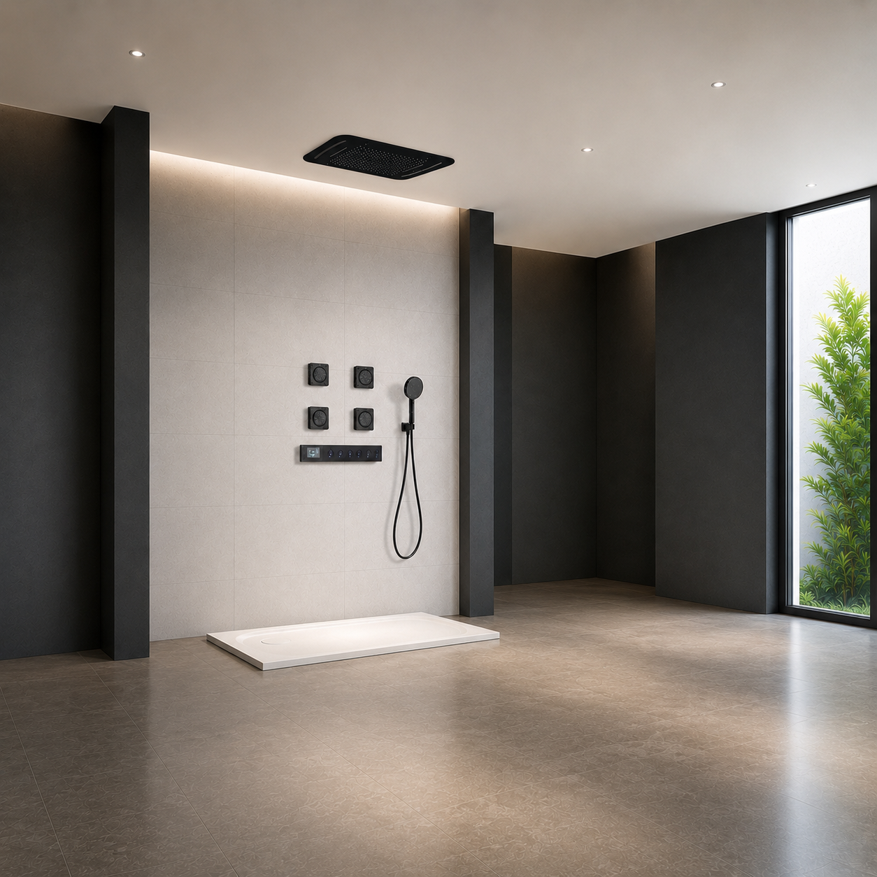 BathSelect Annecy Matte Black Thermostatic Digital Shower Set