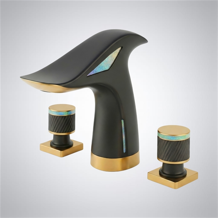 BathSelect AeroWing black brushed gold and iridescent luxury basin faucet