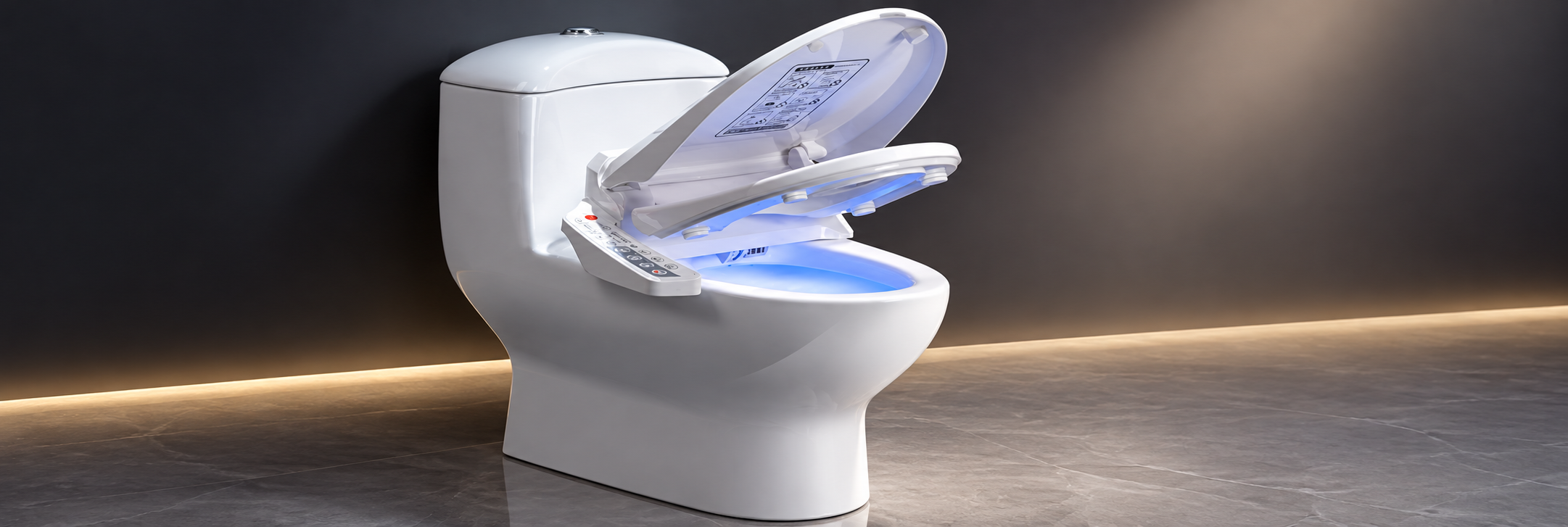 BathSelect white electronic bidet toilet seat with integrated control panel