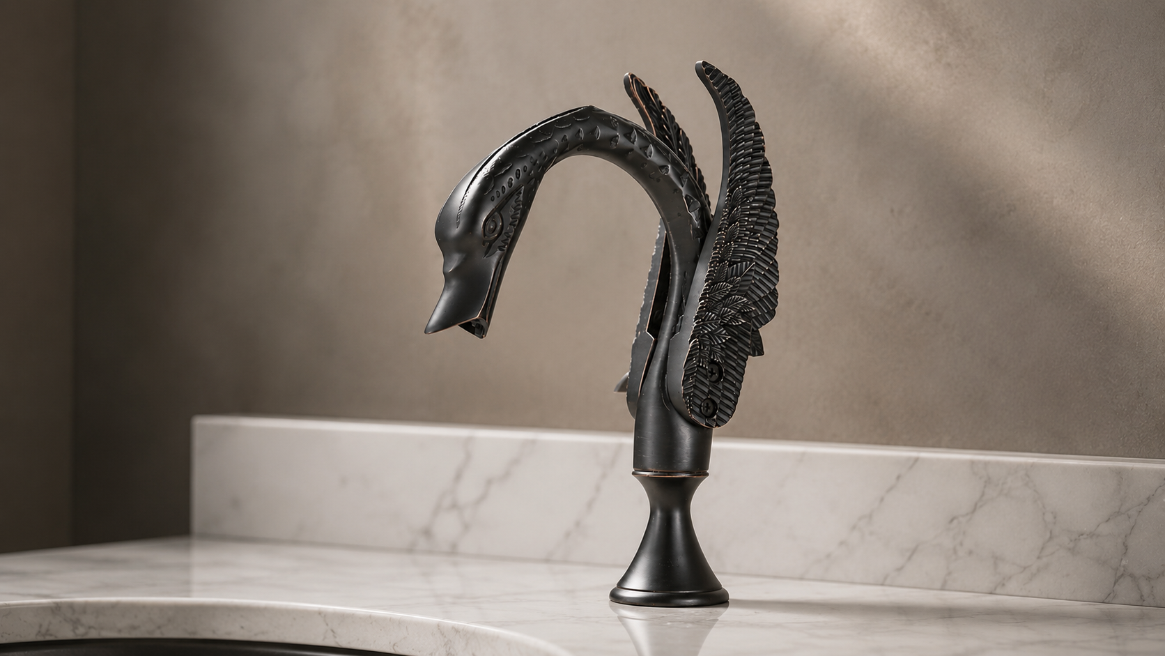 BathSelect Oil Rubbed Bronze Screwed Wing Swan bathroom faucet