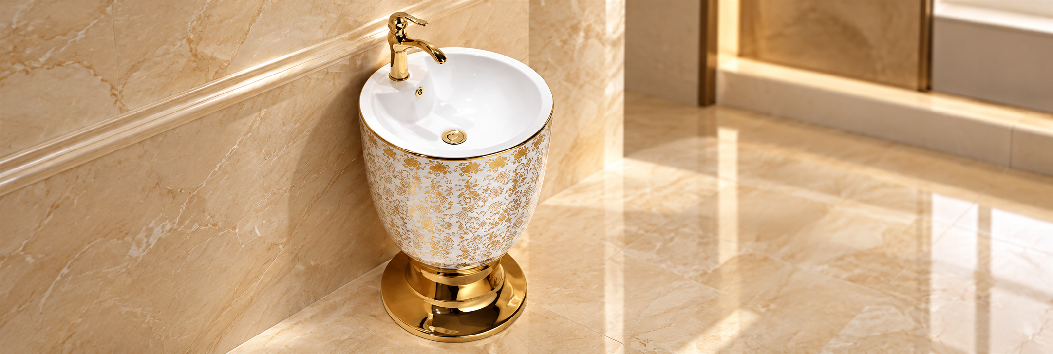 Palermo decorative wine-red freestanding pedestal vanity sink with statement bathroom design