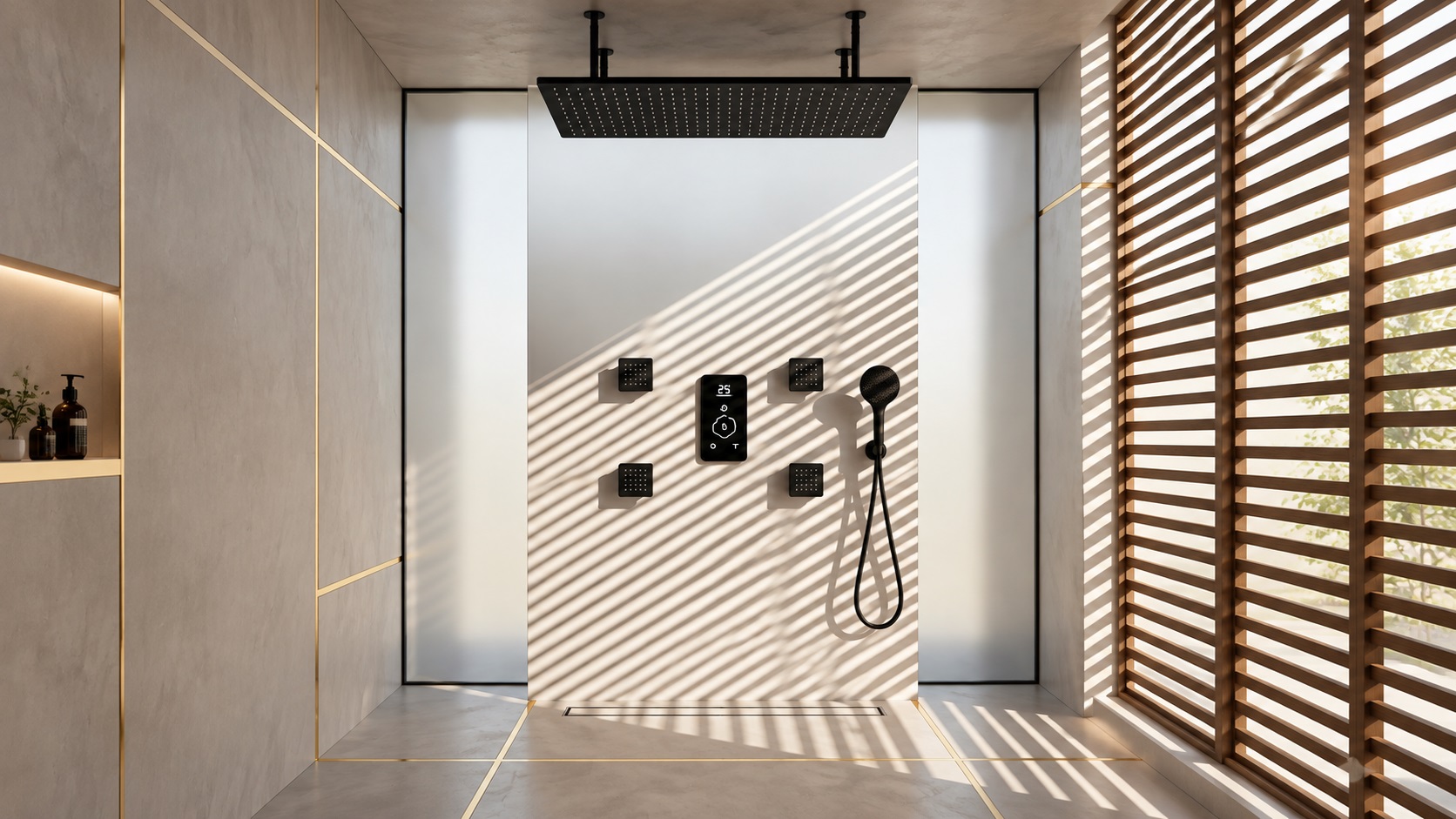 Matte black shower systems for architects designers developers and multifamily projects