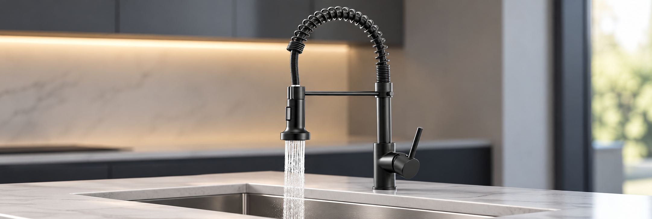 Black artificial stone kitchen sink for contemporary kitchen design